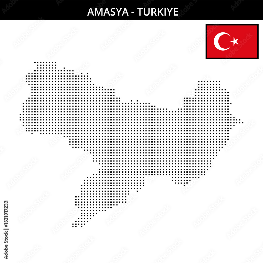 Obraz premium Small square dotted map of amasya in Turkiye