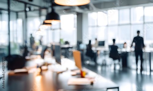 Blurred Modern Office Interior with Workers