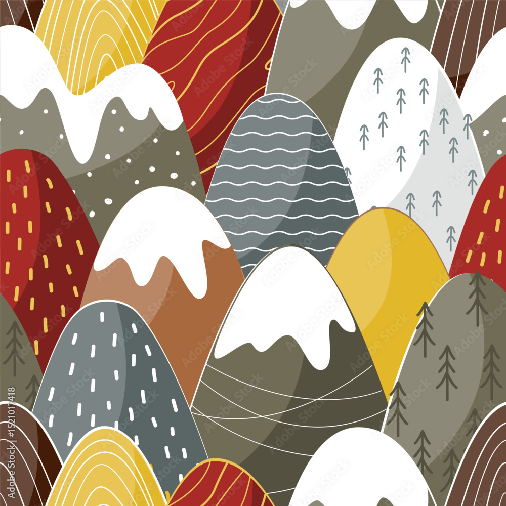 custom made wallpaper toronto digitalSeamless pattern with fairy hand drawn mountains landscape. Vector background in Scandinavian style