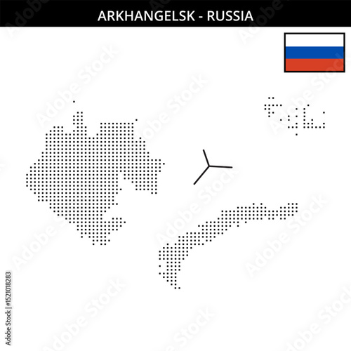 Small square dotted map of arkhangelsk in Russia