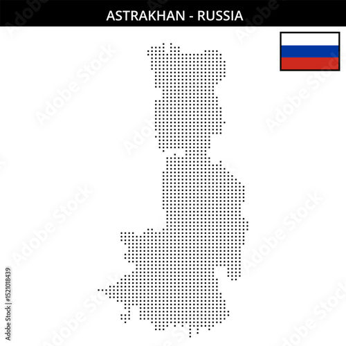 Small square dotted map of Astrakhan in Russia