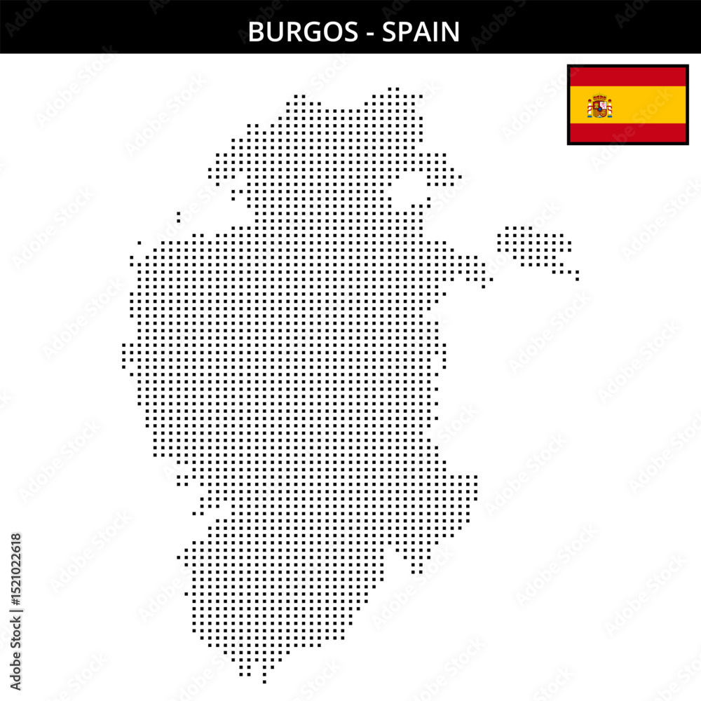 Fototapeta premium Small square dotted map of burgos in Spain