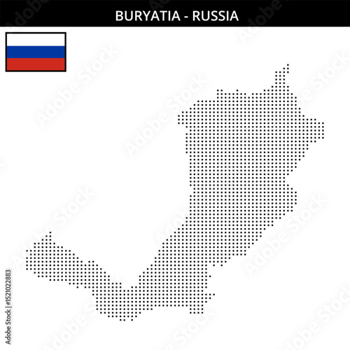 Small square dotted map of Buryatia in Russia