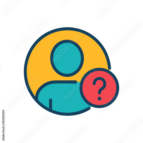 Confused profile icon with question mark icon illustration element