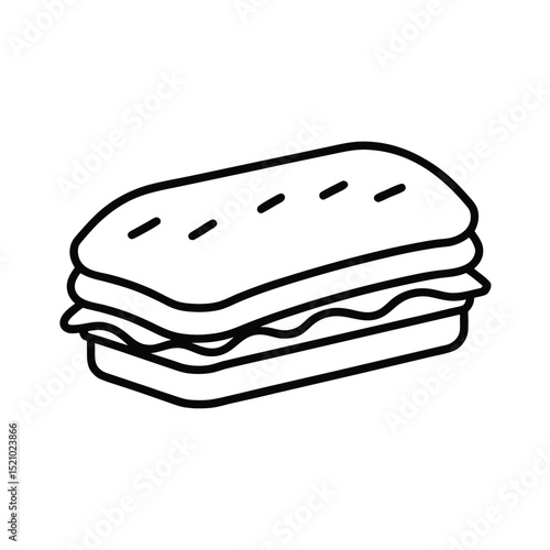 Chicken Parm Sandwich Deli Style Sketch Line Art Vector illustration