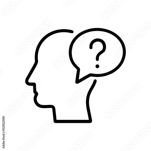 Pensive profile ponders perplexing possibilities icon illustration element