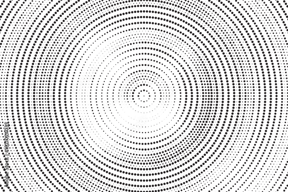 Radial halftone gradient background. Dotted concentric texture with fading effect. Black and white circle shade wallpaper. Grunge rough vector. Monochrome backdrop Radial halftone gradient background. Dotted concentric texture with fading effect. Black and white circle shade wallpaper. Grunge rough vector. Monochrome backdrop