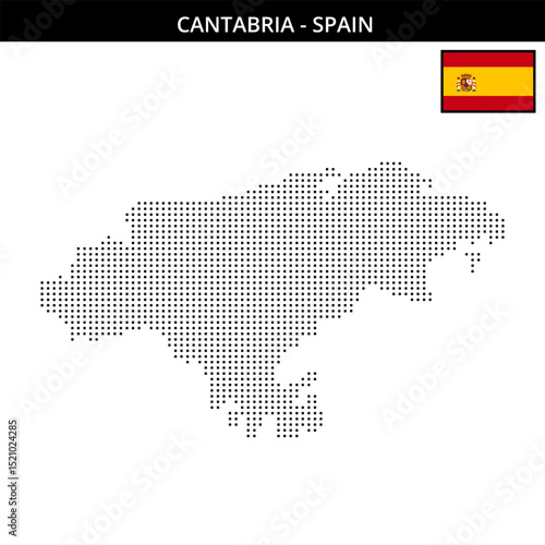Small square dotted map of cantabria in Spain