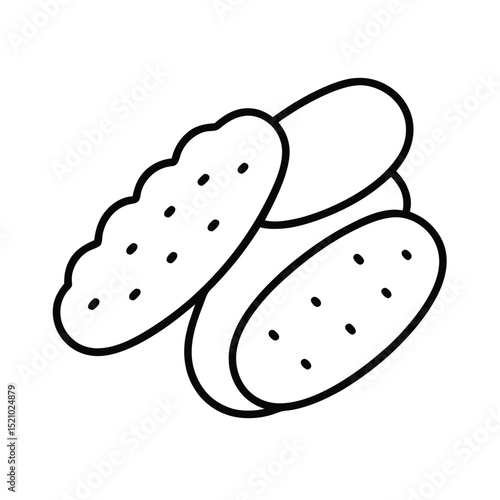 Fried Pickles Appetizer Snack Sketch Art Line Art Vector illustration