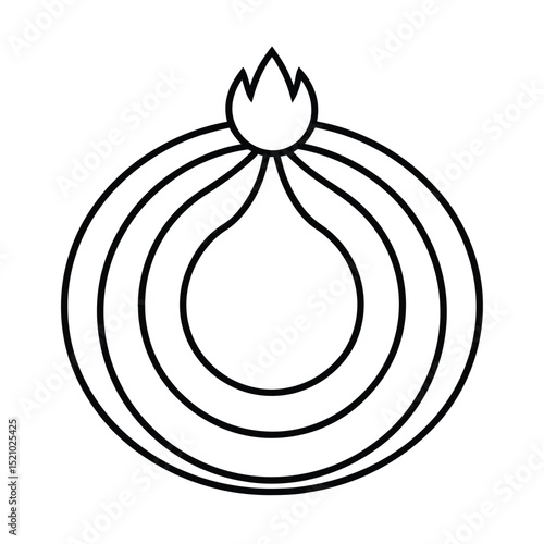 Onion Rings Crispy Snack Sketch Drawing Line Art Vector illustration
