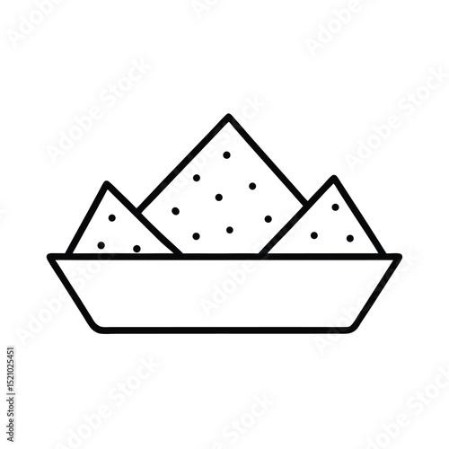 Nachos Cheese and Chips Mexican Style Line Art Vector illustration
