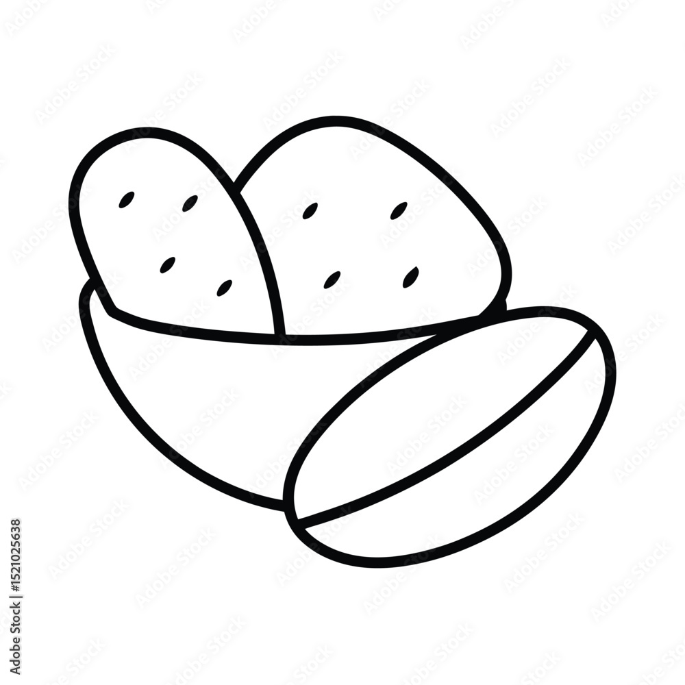 Obraz premium Potato Wedges Fried Snack Outline Drawing Line Art Vector illustration