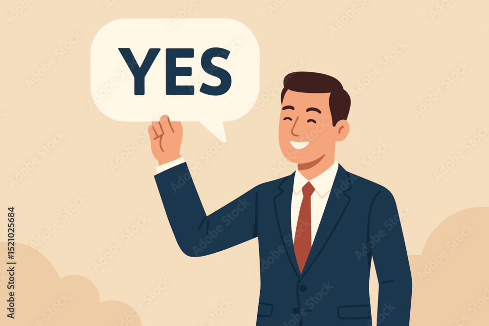 YES! Successful negotiation, agreement secured. Happy businessman confirms positive deal. Corporate contract approval, professional communication, business success and achievement. YES! Successful negotiation, agreement secured. Happy businessman confirms positive deal. Corporate contract approval, professional communication, business success and achievement.