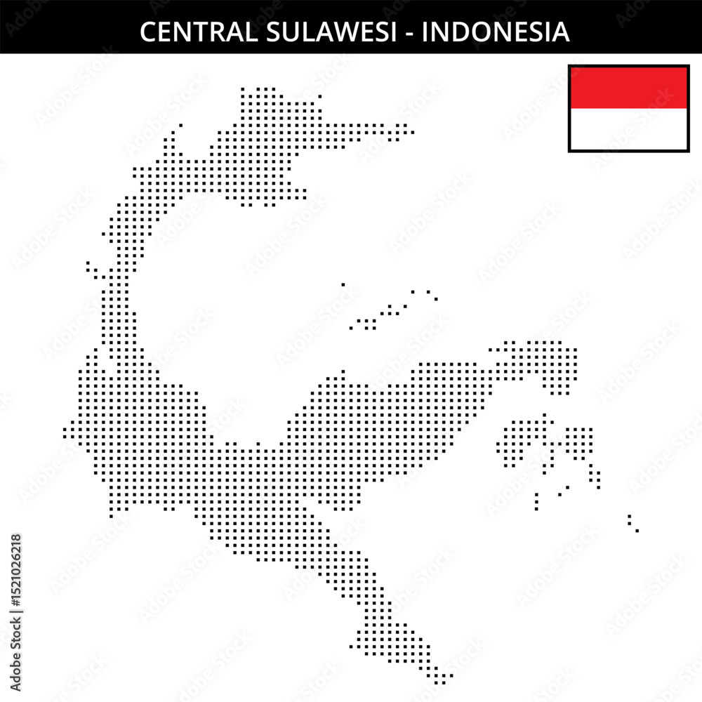 Obraz premium Small square dotted map of central-sulawesi in Indonesia