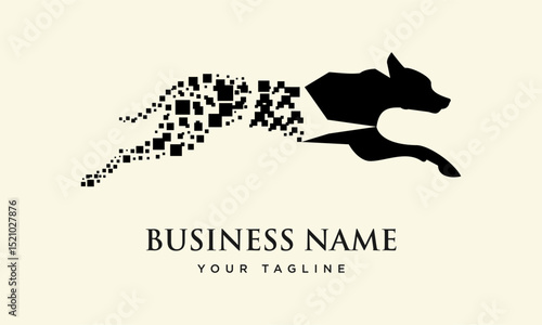 Running Dog Pixel Art Logo.