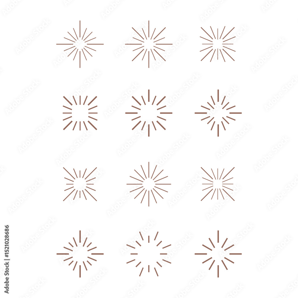 Fireworks icon Set of 12 geometric shape. Modern linear design print. Modern abstract linear compositions and graphic design elements. Fireworks icon Set of 12 geometric shape. Modern linear design print. Modern abstract linear compositions and graphic design elements.
