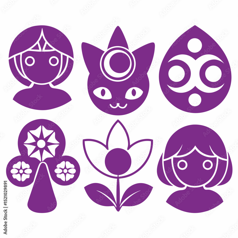 Obraz premium Natural and psychic theme silhouettes vector illustration
