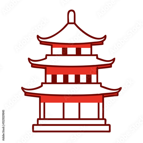 三重塔のアイコン 赤と白の和風建築