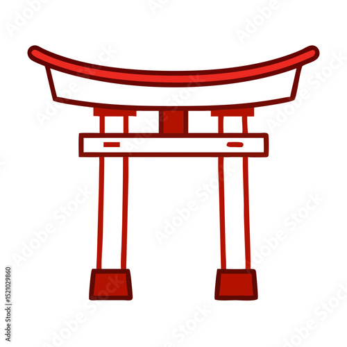 白い鳥居のアイコン 赤いアクセントの神道ゲート