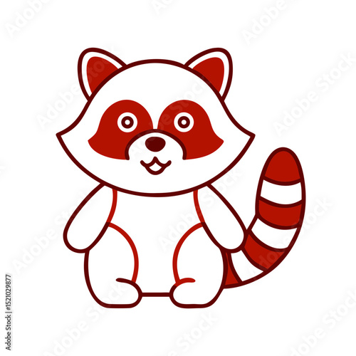 たぬきのキャラクターアイコン 赤と白のイラスト