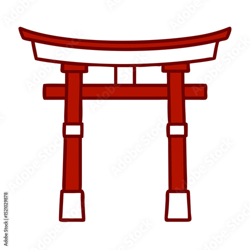 鳥居のアイコン 赤と白の伝統的な神道の門