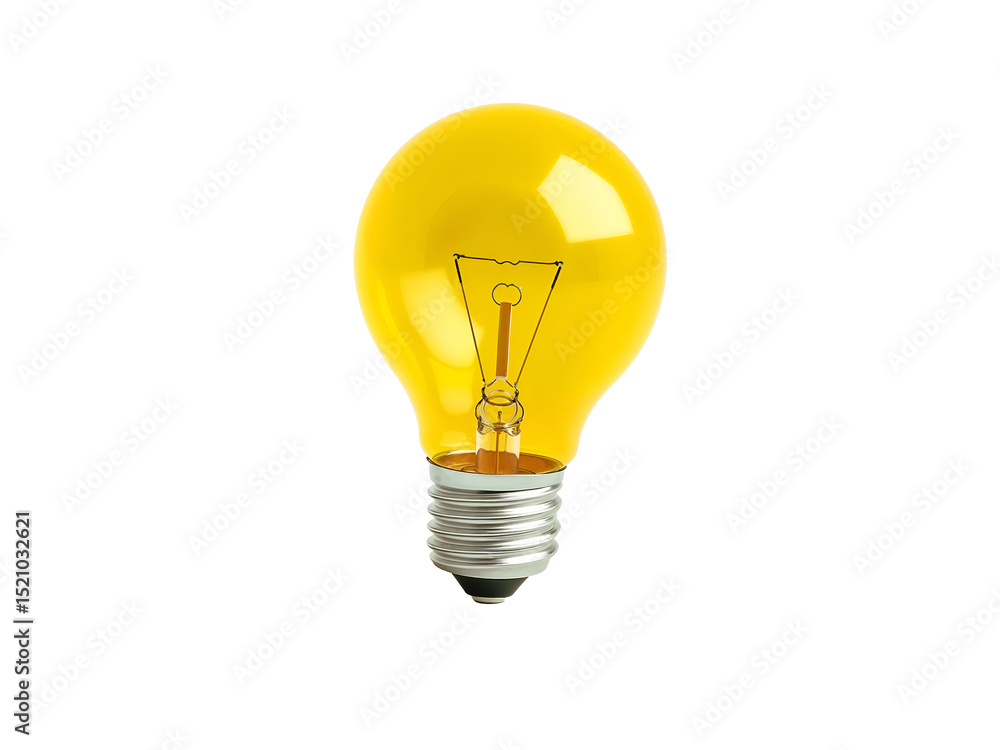 Bright yellow light bulb glowing, isolated on transparent background. Generative AI Bright yellow light bulb glowing, isolated on transparent background. Generative AI
