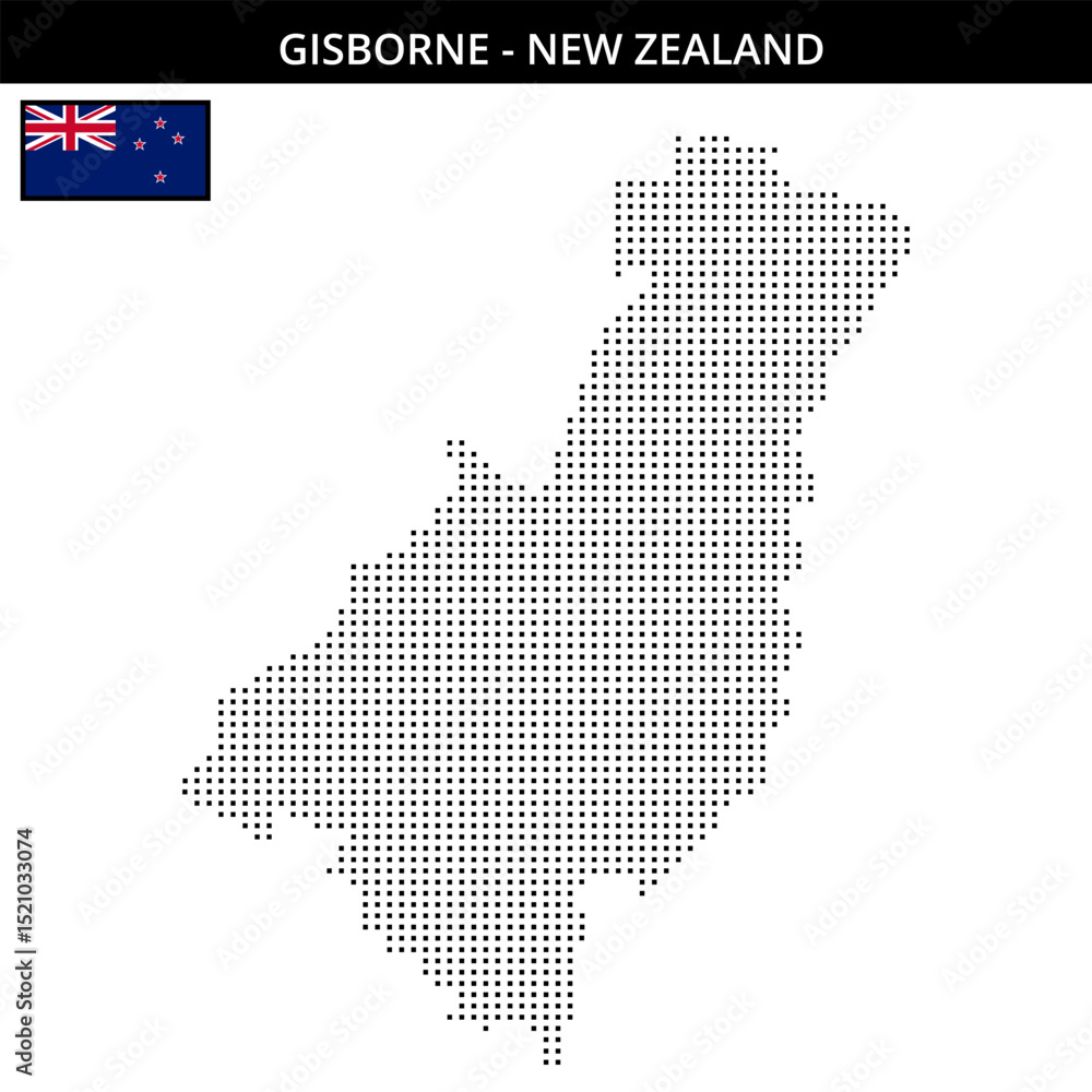 Obraz premium Small square dotted map of gisborne in New Zealand