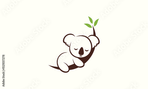 Sleeping Koala on Branch.