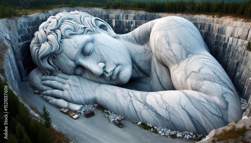 A marble quarry carved into the shape of a sleeping giant