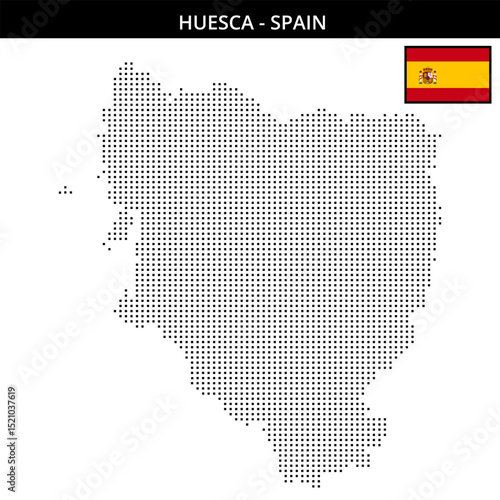 Small square dotted map of huesca in Spain
