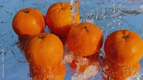 Orange with splash, drip and whirlpool. Makes a refreshing impression. Horizontal Video.