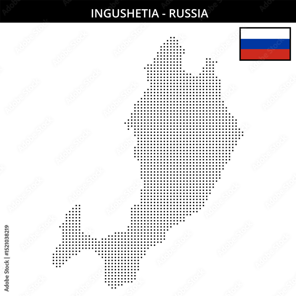 Obraz premium Small square dotted map of ingushetia in Russia