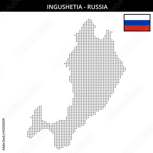 Small square dotted map of ingushetia in Russia