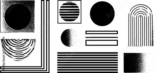 Modern minimalist engraved geometric shapes set for creative design projects