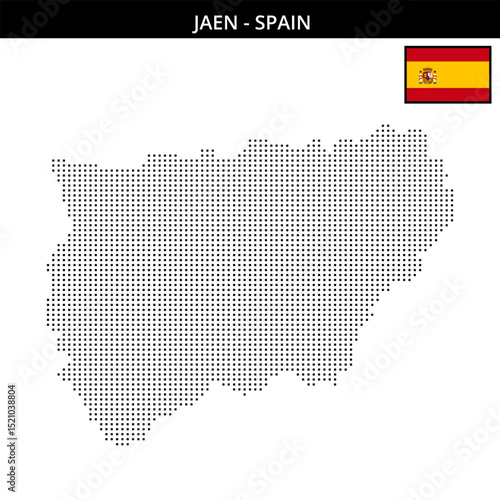 Small square dotted map of jaen in Spain
