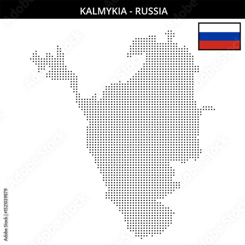 Small square dotted map of kalmykia in Russia