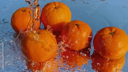 Orange with splash, drip and whirlpool. Makes a refreshing impression. Horizontal Video.