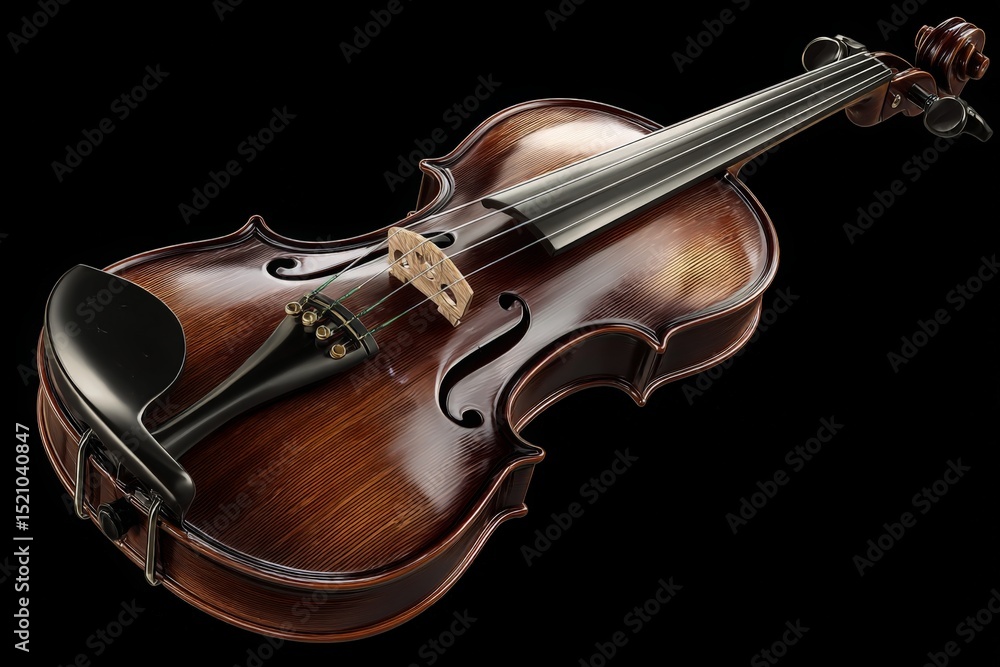 Fototapeta premium Beautifully crafted violin showcasing elegant design and intricate details with a rich wood finish for musical enthusiasts and collectors