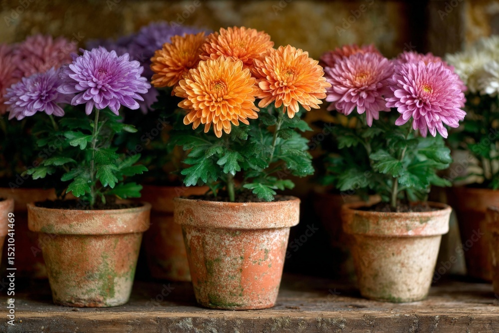 Colorful flowers bloom in terracotta pots at a local garden shop, showcasing vibrant hues and greenery Colorful flowers bloom in terracotta pots at a local garden shop, showcasing vibrant hues and greenery
