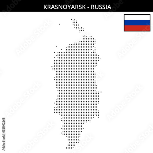 Small square dotted map of krasnoyarsk in Russia