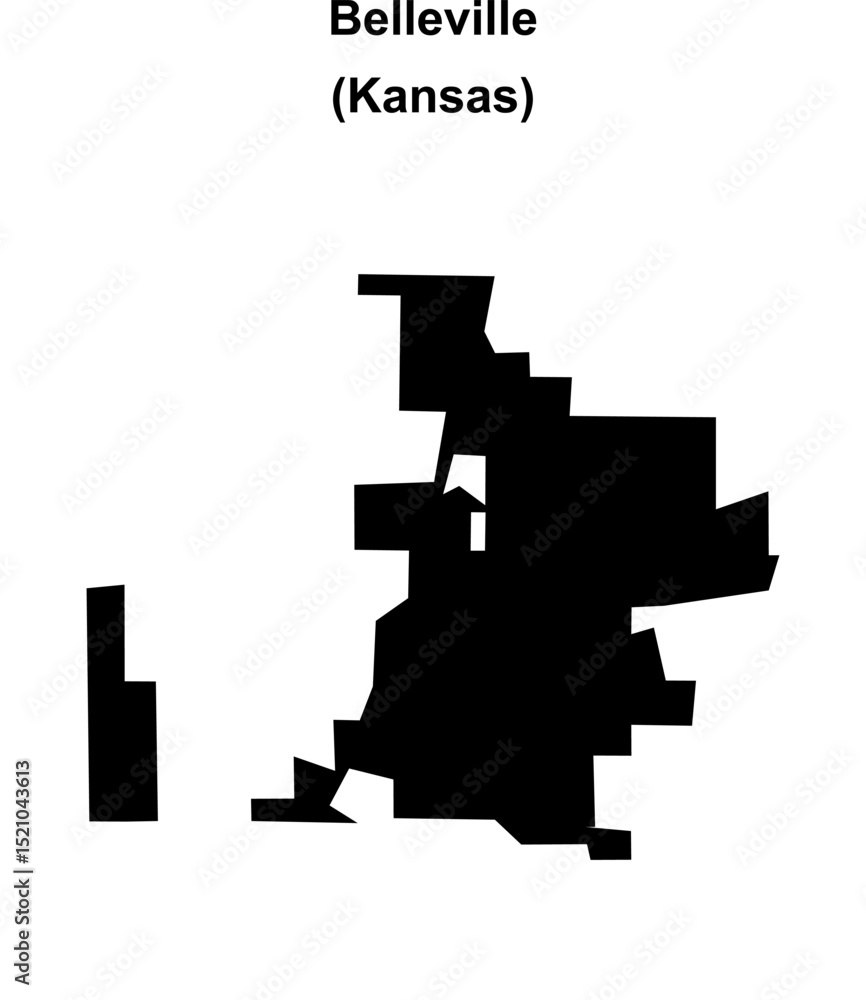 Fototapeta premium Belleville (Kansas) blank outline map