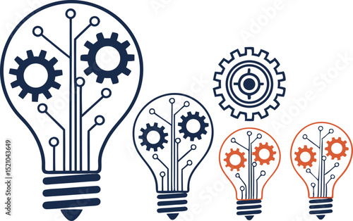 Set of Six Gear-Integrated Lightbulb Silhouettes Innovative Technology Concepts