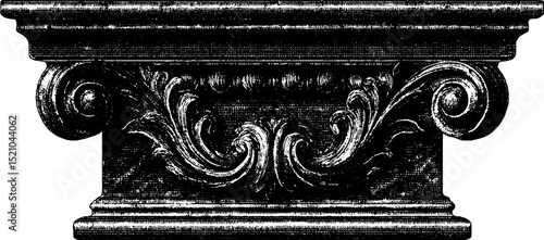 Intricate ornate scrollwork engraved illustration for decorative design projects