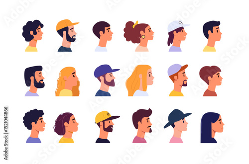 Profiles: A diverse array of individuals showcased in a series of profile views, capturing a spectrum of appearances and styles.