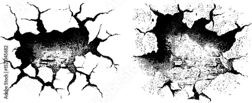Vintage engraved illustration of peeling paint and cracked surface textures for design projects