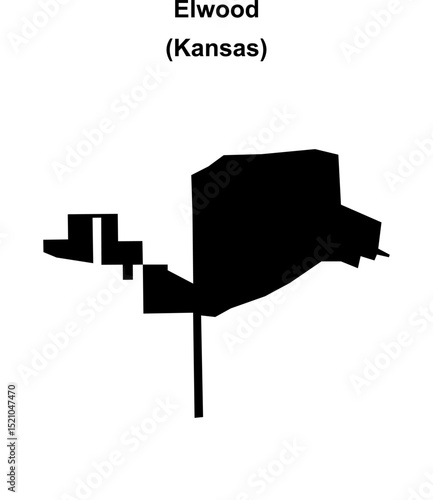Elwood (Kansas) blank outline map
