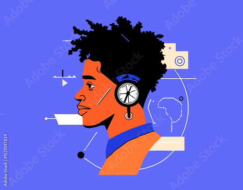 Time's Perception: A captivating illustration showcasing a person with a clock embedded in their ear, sparking intrigue and hinting at the mysteries of time and consciousness.