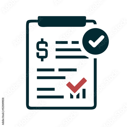 Financial report icon with checkmark and dollar