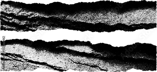 Engraved textured set of rough torn cardboard for creative design and artistic projects