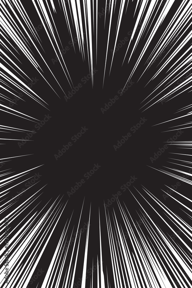 Obraz premium Comic book White radial rays, manga or anime speed lines, zoom and motion effects. Cartoon action background. Pop art style elements. Vector illustration